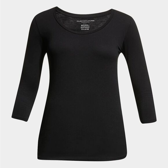 Majestic Filatures • Soft Touch 3/4-Sleeve Scoop-Neck Tee - Picture 3 of 4